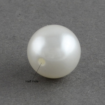 1 Pair of Half Drilled Imitation Pearl Acrylic Beads ~ 16mm ~ White Smoke