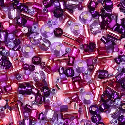 20g of Assorted FGB Seed Beads ~ Pink and Purple Mix