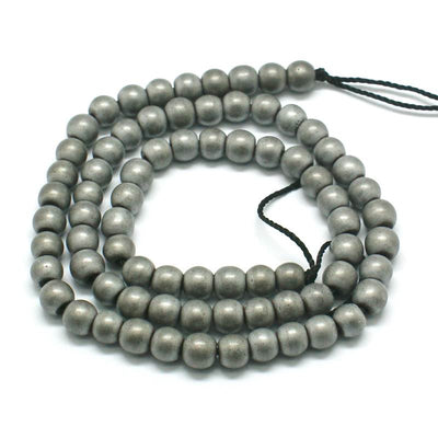 1 Strand x Non-Magnetic Hematite Beads ~ Frosted ~ Platinum Plated ~ 6mm Round ~ approx. 70 beads
