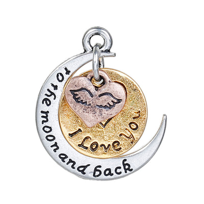 'I Love You to the Moon and Back' Pendant ~ 25x21mm ~ Lead and Nickel Free