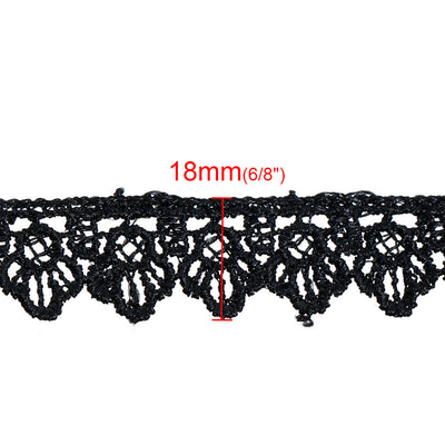 50cm Of Polyester Lace Trim ~ Black ~ 18mm wide