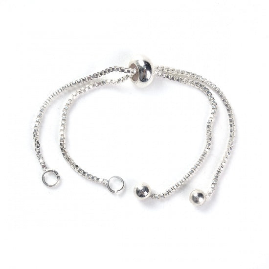 Silver Plated Copper Adjustable Bracelet Making Chain with Sliding Stopper