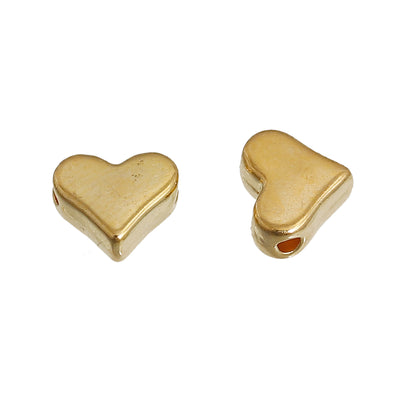 10 x Gold Plated Side Drilled Heart Beads ~ 7x6mm ~ Lead and Nickel Free