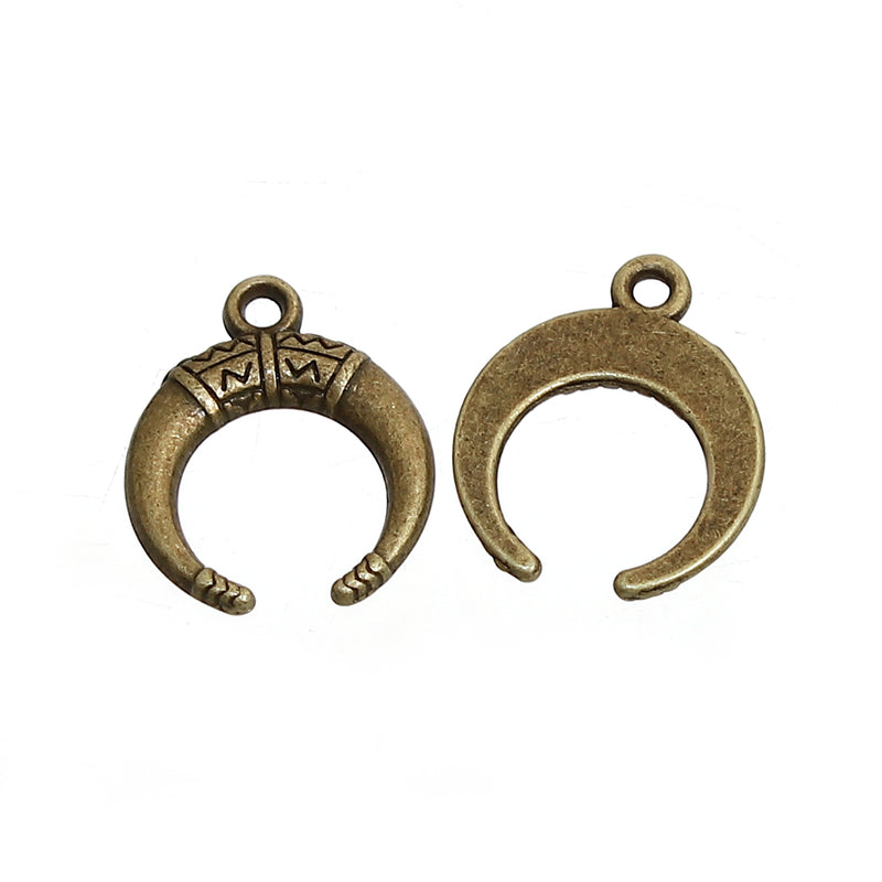 1 x Antique Bronze Boho Chic Charm - Pendant ~ Crescent ~ 18x15mm ~ Buy One Get One Free