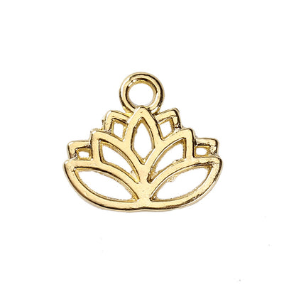 2 x Gold Plated Lotus Charms ~ 17x15mm ~ Lead and Nickel Free