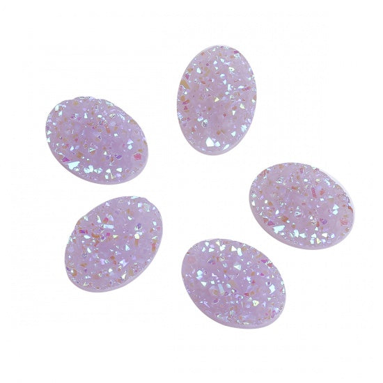 18x13mm Resin Druzy Cabochons ~ Pale Pink AB ~ Pack of 2
