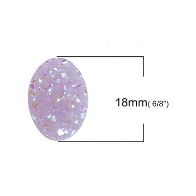 18x13mm Resin Druzy Cabochons ~ Pale Pink AB ~ Pack of 2