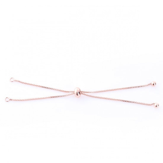 Rose Gold Plated Copper Adjustable Bracelet Making Chain with Sliding Stopper