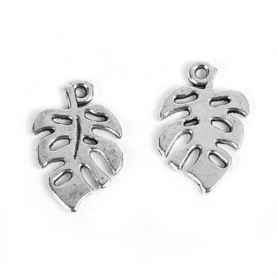 19x12mm Antique Silver Monstera Leaf Charms ~ Pack of 2