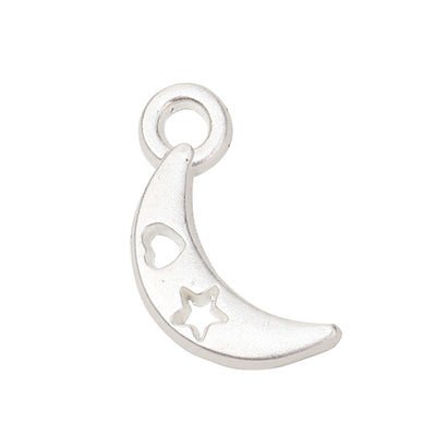 1 x Silver Plated Crescent Charm ~ 12x7mm