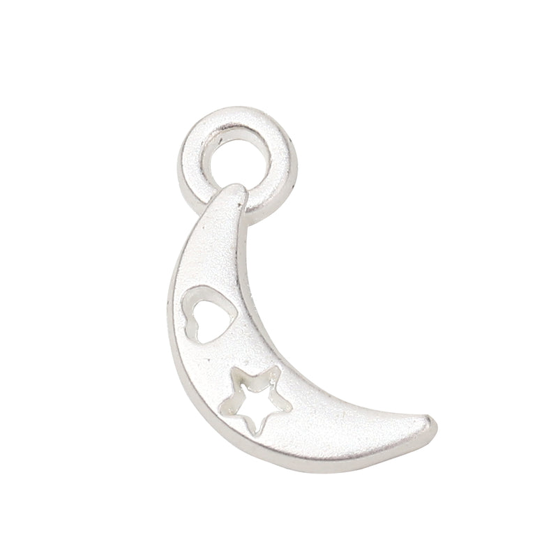 1 x Silver Plated Crescent Charm ~ 12x7mm