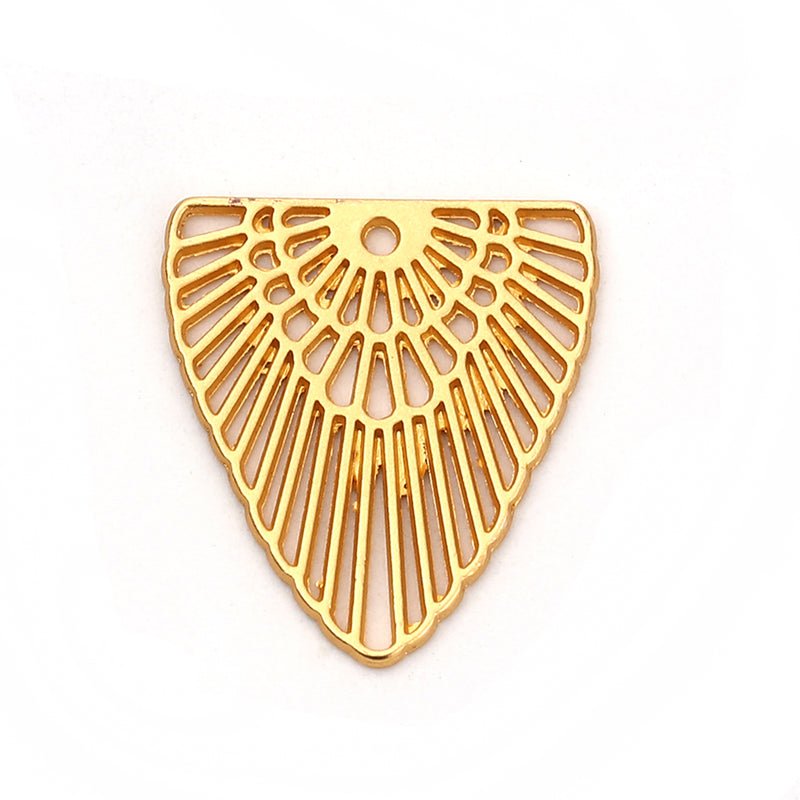 1 x Gold Plated Pendant - Connector ~ Triangle ~ 22x20mm