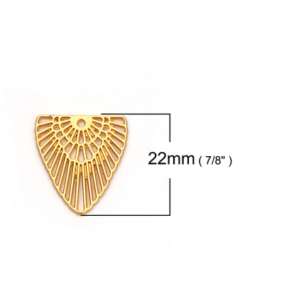 1 x Gold Plated Pendant - Connector ~ Triangle ~ 22x20mm