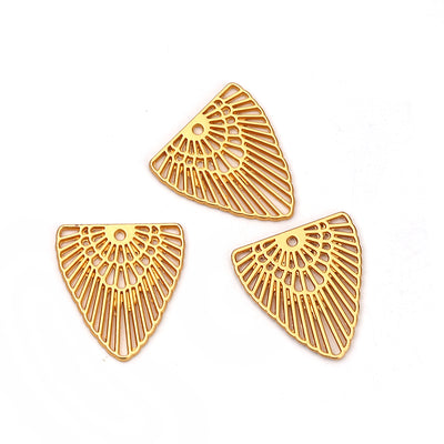 1 x Gold Plated Pendant - Connector ~ Triangle ~ 22x20mm