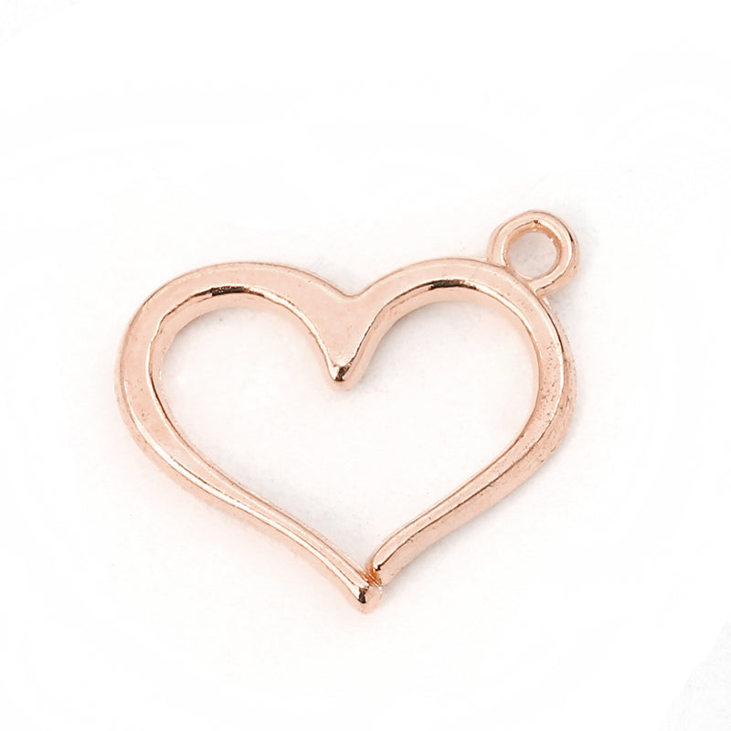 Rose Gold Plated Open Heart Charm ~ 16mm  ~ Buy One Get One Free