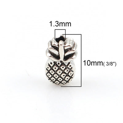 10x6mm Antique Silver Plated Metal Pineapple Beads ~ 5 beads