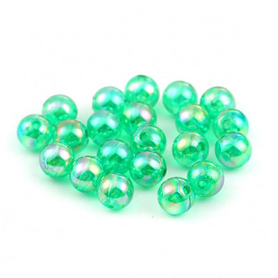 8mm Round Acrylic Beads ~ Green AB ~ Pack of 20