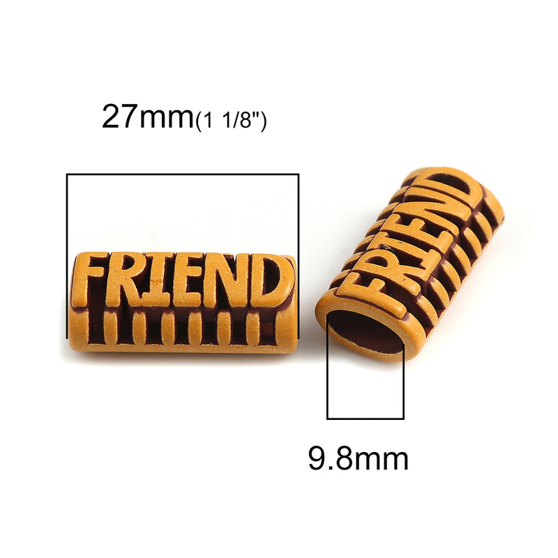 Large Hole Acrylic "Friend" Beads ~ 27x14mm ~ Pack of 5