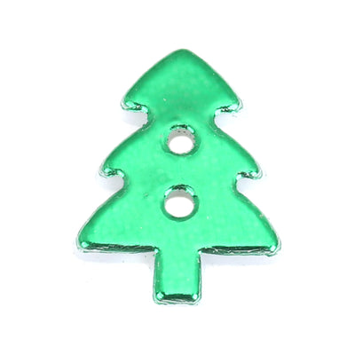 10 x 2-Hole Christmas Tree Resin Buttons ~ 17x13mm ~ Green