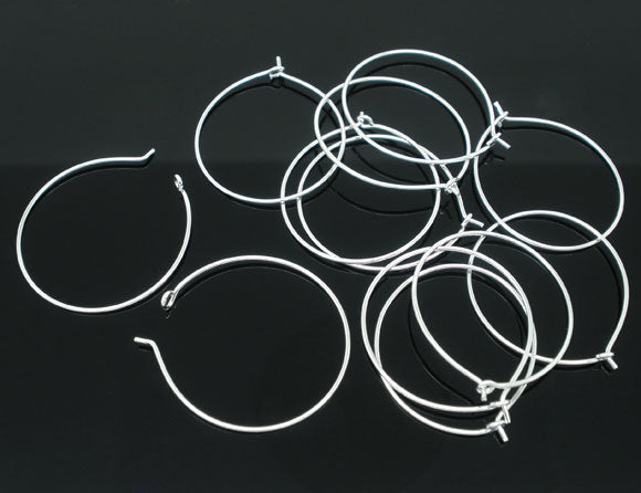 10 x Silver Plated Wine Glass Hoops ~ 29x25mm