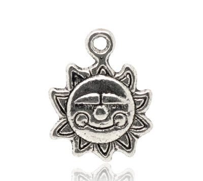 1 x Antique Silver Smiley Face Sun Charm with 'Made with a Smile' Message at the Back