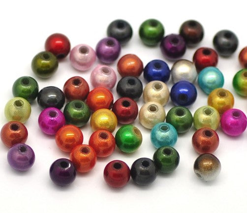 6mm Round Miracle Acrylic Beads ~ Mixed Colours ~ 50 Beads