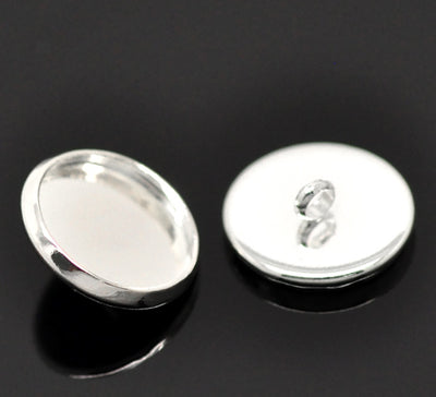 12mm Silver Plated Button Setting ~ Takes 12mm Cabochon