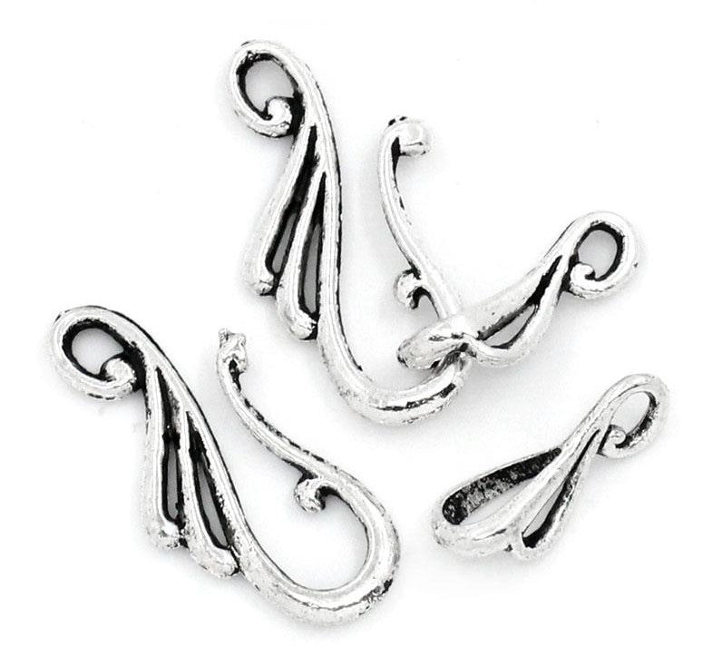 3 x Antique Silver Hook and Eye Clasps ~ Lead and Nickel Free