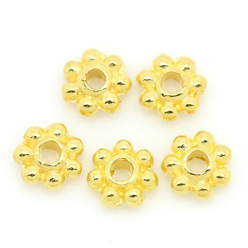 4mm Gold Plated Metal Flower Spacer Beads ~ 50 Beads