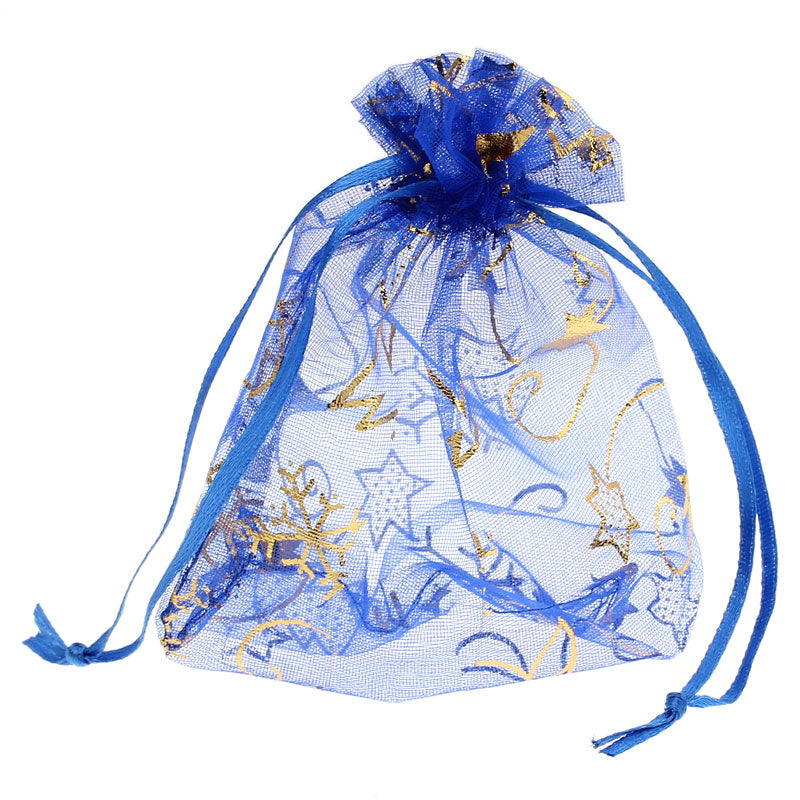1 x Christmas Gift Organza Bag ~ 10x12cm ~ Blue