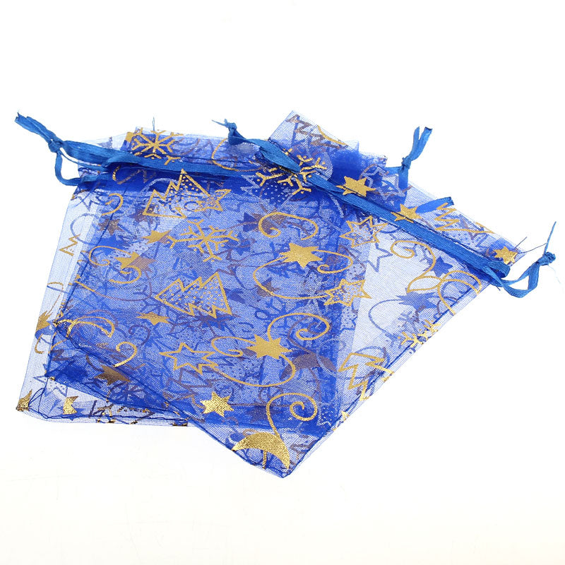 1 x Christmas Gift Organza Bag ~ 10x12cm ~ Blue