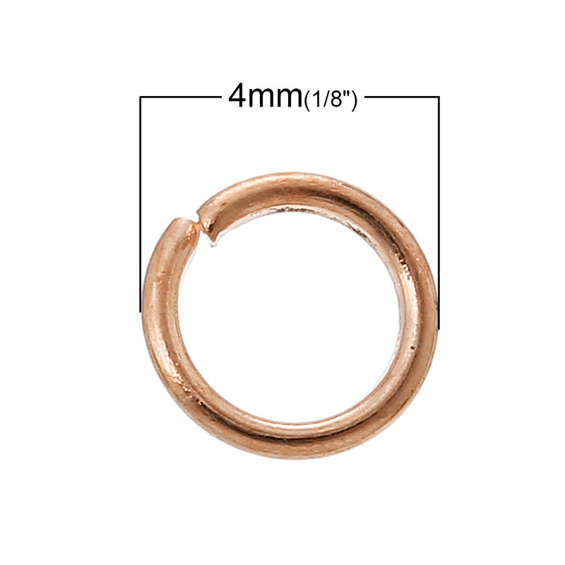 100 x Rose Gold Plated Jump Rings ~ 4mm ~ Lead and Nickel Free