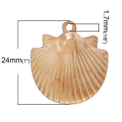 1 Rose Gold Plated Shell Charm-Pendant ~ 24x22mm ~ Lead and Nickel Free