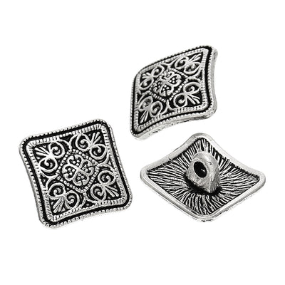 2 x Antique Silver Shank Buttons ~ 13x13mm Square