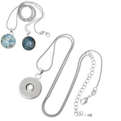 Silver Tone Snap Button Necklace  ~ Takes 18-20mm Snap Buttons