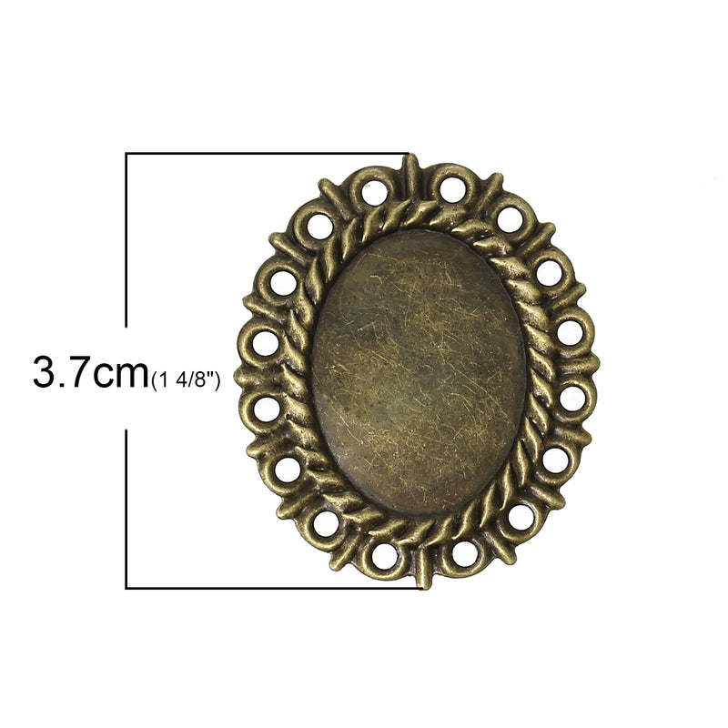 1 x Antique Bronze Connector - Pendant 25x18mm Cabochon Setting