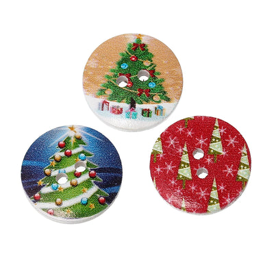 2-Hole Wooden Buttons ~ 20mm ~ Christmas Themed Mix ~ Pack of 5