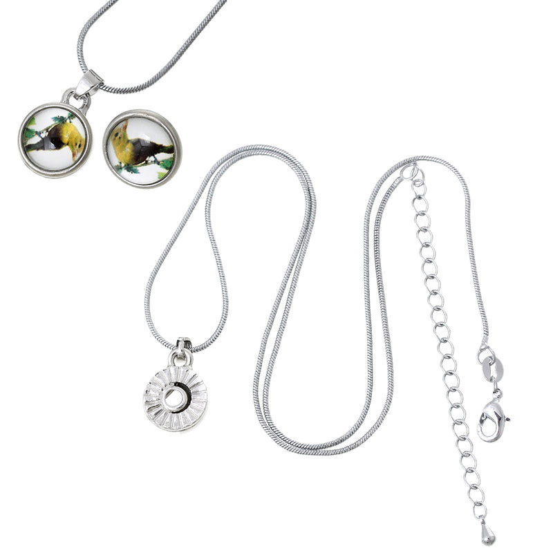 Silver Tone MINI Snap Button Necklace  ~ Takes 12mm MINI Snap Buttons