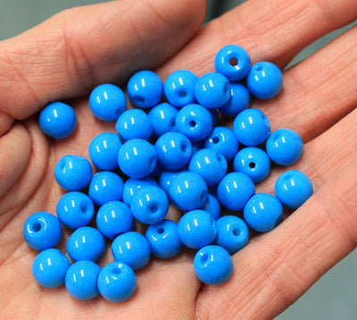 15 x Spray Painted Glass Beads ~ 8mm ~ Blue Turquoise