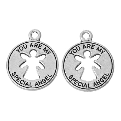 'You are My Special Angel' Charm- Pendant ~ 22x18mm ~ Antique Silver