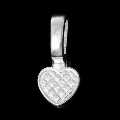 Silver Plated Glue On Bail ~ Heart ~ 22x10mm