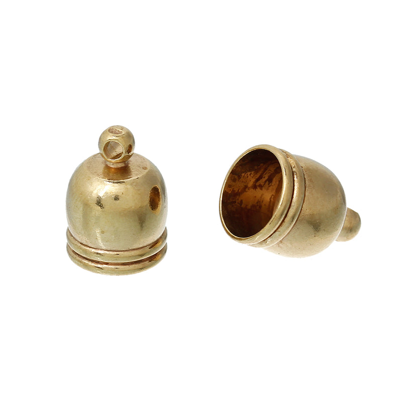 14x10mm Brass Cord End Caps ~ Brass Colour ~ Pack of 2