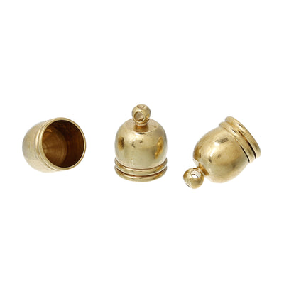 14x10mm Brass Cord End Caps ~ Brass Colour ~ Pack of 2