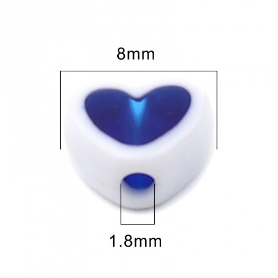 8x7mm Acrylic Heart Beads ~ Mixed Colours ~ Pack of 20