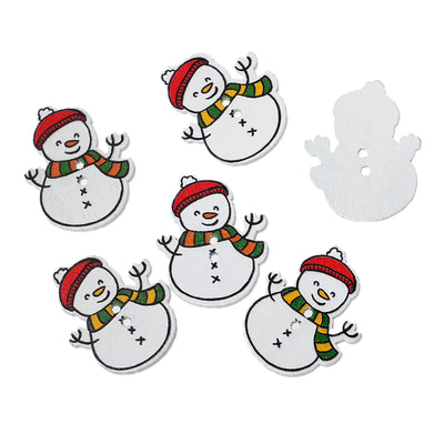 1 x Wooden Snowman Button ~ 2 Holes ~ 32x26mm ~ Buy One Get One FREE