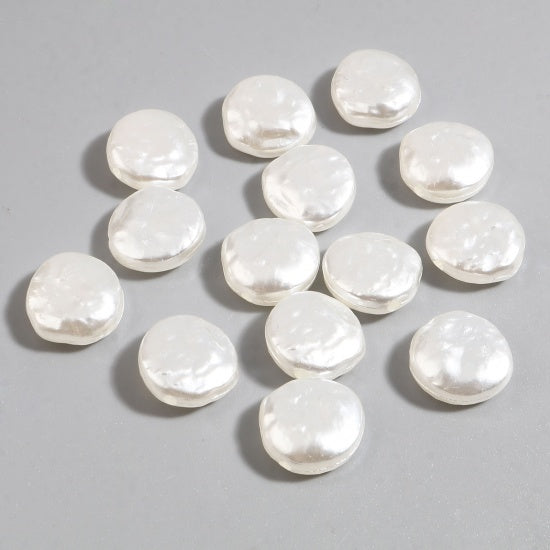 14mm Acrylic Baroque Pearl Beads ~ White ~ Pack of 5
