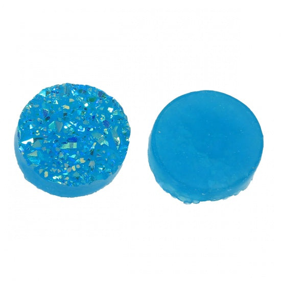 4 x Resin Druzy 12mm Cabochons ~ Blue Turquoise AB
