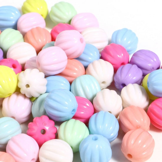 10mm Acrylic Melon Beads ~ Mixed Colours ~ Pack of 10