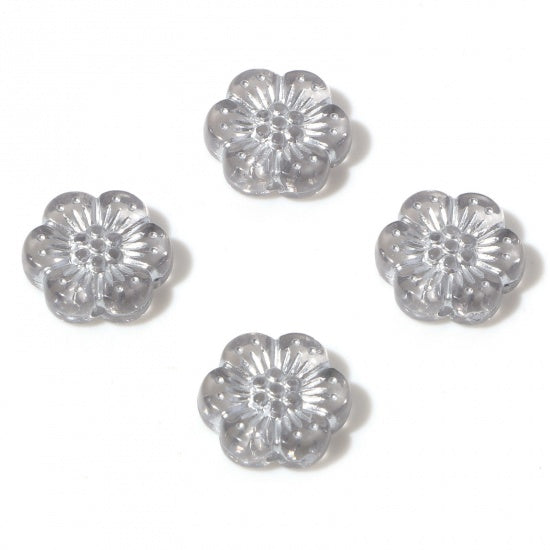 13x12mm Acrylic Flower Bead ~ Grey and Silver