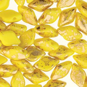 Matubo GemDuo Beads ~ 8x5mm ~ 4g ~ Gold Splash Lemon